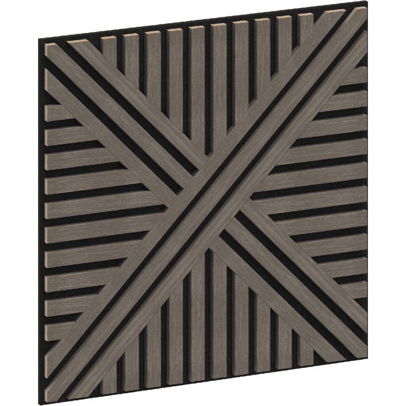 Mexen Linea 05 panneau mural acoustique 60 x 60 cm (4pcs), feutre 9 mm, placage technique, Chêne Gris - S110-60607-05-043