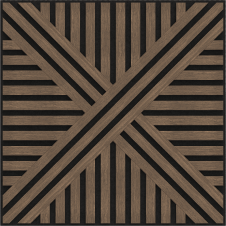 Mexen Linea 05 panneau mural acoustique 60 x 60 cm (4 pièces), feutre 9 mm, placage technique, Noyer Foncé - S110-60607-05-044