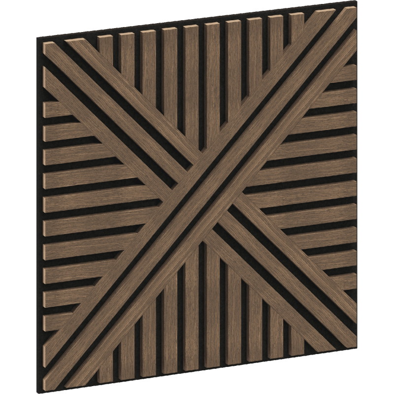 Mexen Linea 05 panneau mural acoustique 60 x 60 cm (4 pièces), feutre 9 mm, placage technique, Noyer Foncé - S110-60607-05-044