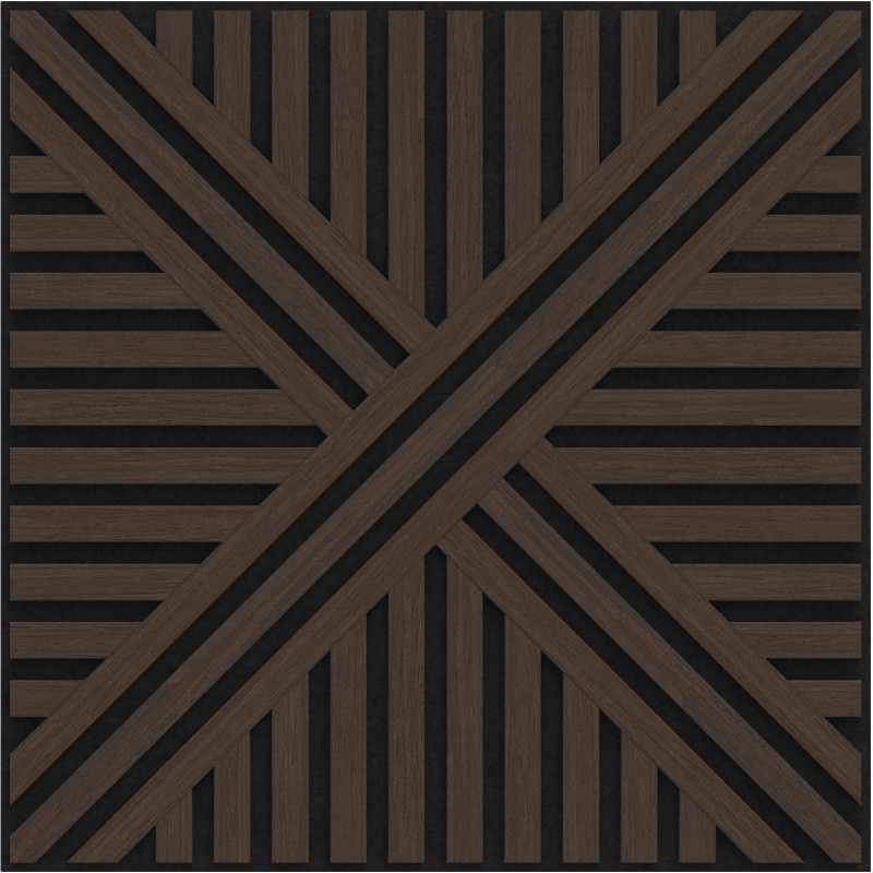 Mexen Linea 05 panneau mural acoustique 60 x 60 cm (4 pcs), feutre 9 mm, placage technique, Chêne Mocca - S110-60607-05-045