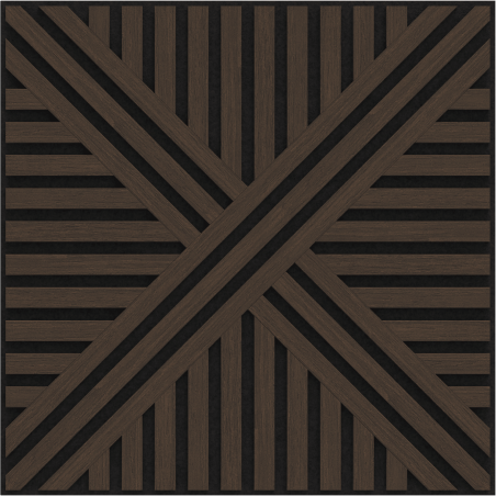 Mexen Linea 05 panneau mural acoustique 60 x 60 cm (4 pcs), feutre 9 mm, placage technique, Chêne Mocca - S110-60607-05-045
