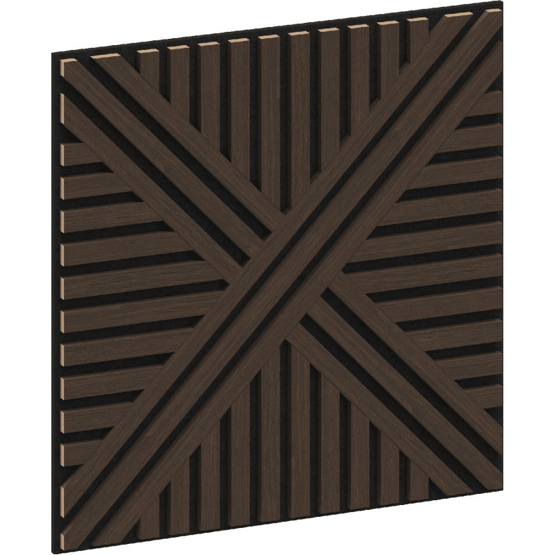 Mexen Linea 05 panneau mural acoustique 60 x 60 cm (4 pcs), feutre 9 mm, placage technique, Chêne Mocca - S110-60607-05-045