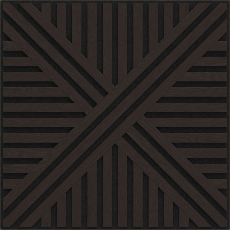Mexen Linea 05 panneau mural acoustique 60 x 60 cm (4pcs), feutre 9 mm, placage technique, Chêne Noir - S110-60607-05-046