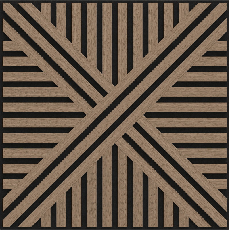 Mexen Linea 05 panneau mural acoustique 60 x 60 cm (4pcs), feutre 9 mm, placage technique, Noyer Clair - S110-60607-05-047