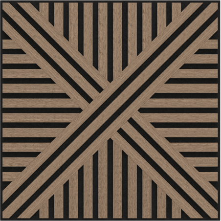 Mexen Linea 05 panneau mural acoustique 60 x 60 cm (4pcs), feutre 9 mm, placage technique, Noyer Clair - S110-60607-05-047