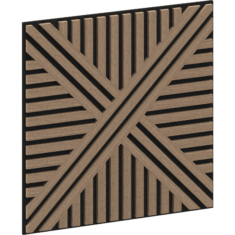 Mexen Linea 05 panneau mural acoustique 60 x 60 cm (4pcs), feutre 9 mm, placage technique, Noyer Clair - S110-60607-05-047