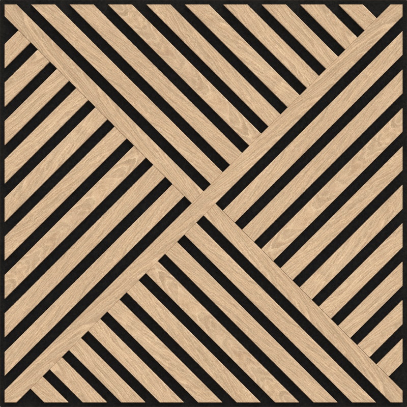 Mexen Linea 08 panneau mural acoustique 60 x 60 cm (4 pièces), feutre 9 mm, placage technique, Chêne Blanchi