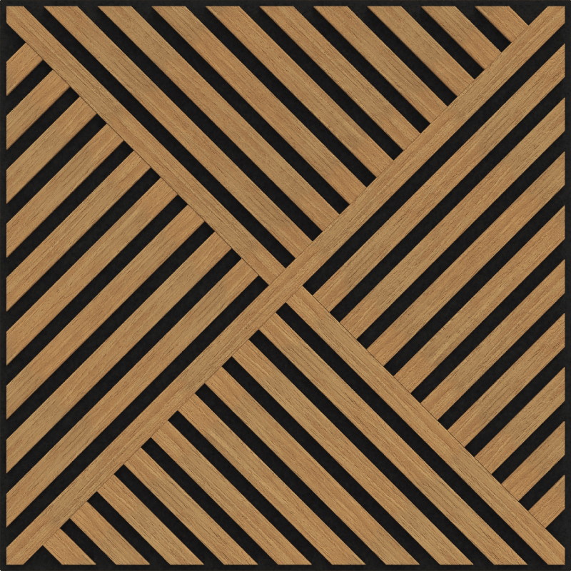 Mexen Linea 08 panneau mural acoustique 60 x 60 cm (4 pièces), feutre 9 mm, placage technique, Chêne Classic