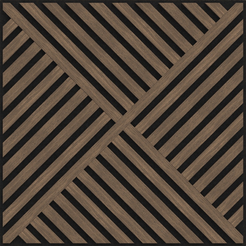 Mexen Linea 08 panneau mural acoustique 60 x 60 cm (4 pièces), feutre 9 mm, placage technique, Noyer Foncé - S110-60607-08-044