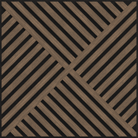 Mexen Linea 08 panneau mural acoustique 60 x 60 cm (4 pièces), feutre 9 mm, placage technique, Noyer Foncé - S110-60607-08-044