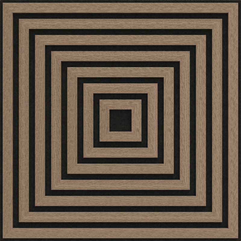 Mexen Linea 13 panneau mural acoustique 60 x 60 cm (4 pièces), feutre 9 mm, placage technique, Noyer Clair - S110-60607-13-047