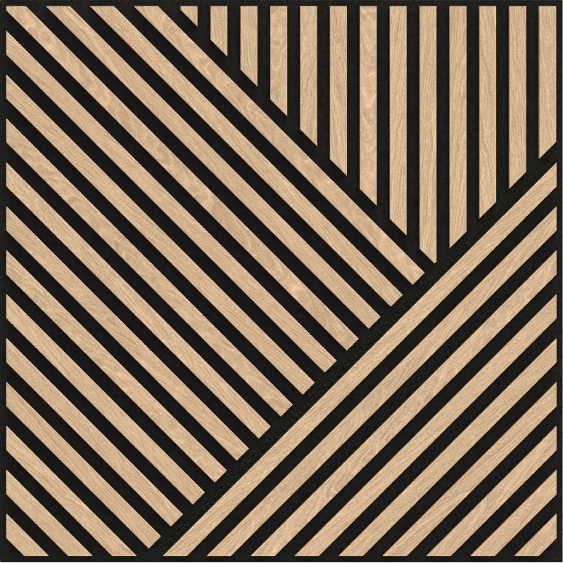 Mexen Linea 25 panneau mural acoustique 60 x 60 cm (4 pcs), feutre 9 mm, placage technique, Chêne Blanchi - S110-60607-25-040