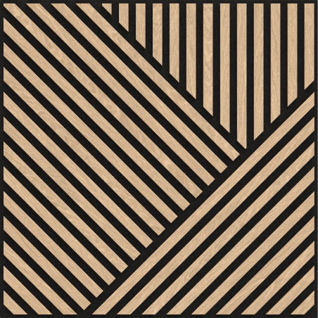 Mexen Linea 25 panneau mural acoustique 60 x 60 cm (4 pcs), feutre 9 mm, placage technique, Chêne Blanchi - S110-60607-25-040
