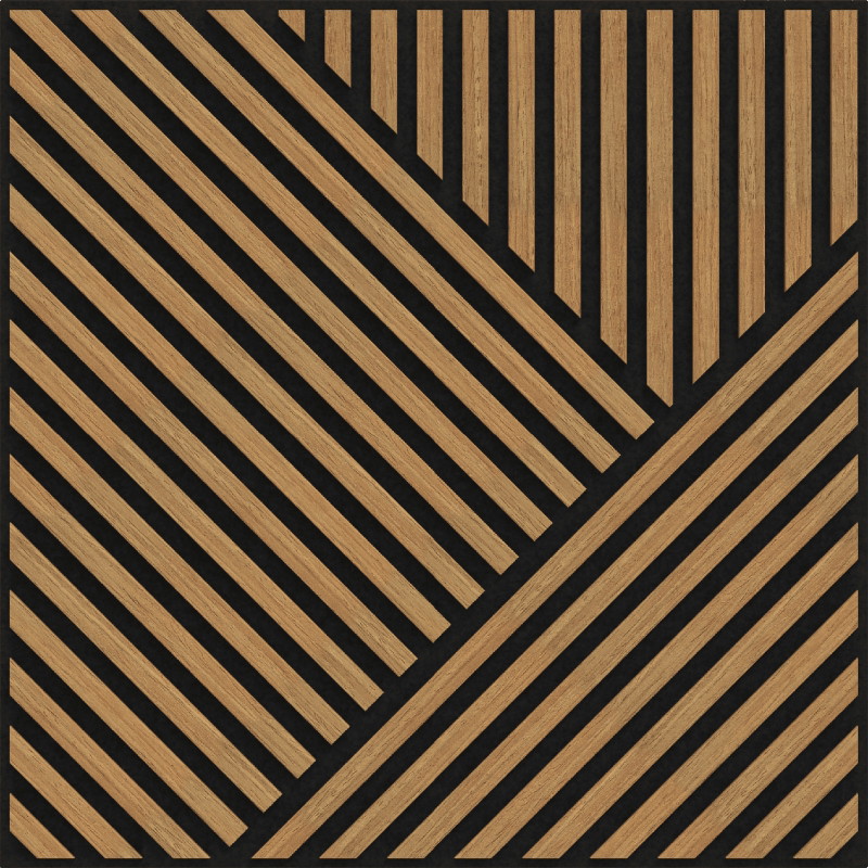 Mexen Linea 25 panneau mural acoustique 60 x 60 cm (4 pièces), feutre 9 mm, placage technique, Chêne Classic
