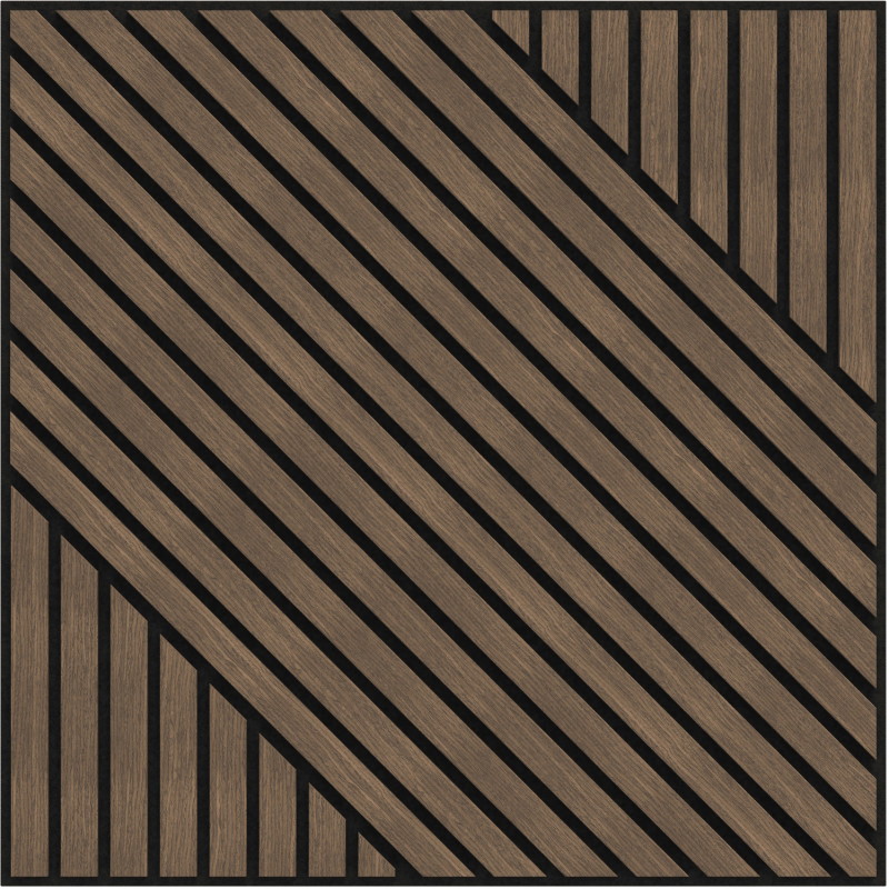 Mexen Linea 26 panneau mural acoustique 60 x 60 cm (4 pcs), feutre 9 mm, placage technique, Noyer Foncé - S110-60607-26-044