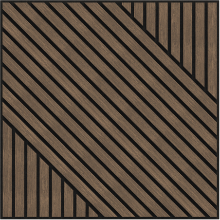 Mexen Linea 26 panneau mural acoustique 60 x 60 cm (4 pcs), feutre 9 mm, placage technique, Noyer Foncé - S110-60607-26-044