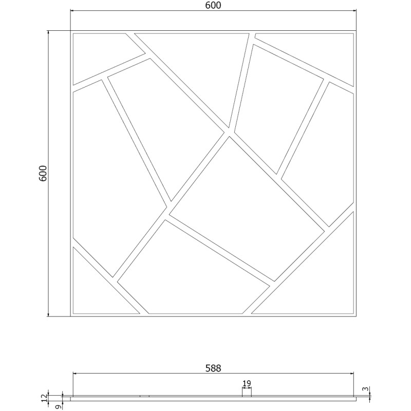 Mexen Form 04 panneau mural acoustique 60 x 60 cm (4 pcs), feutre 9 mm, placage technique, Miroir - S111-60607-04-099