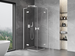 Mexen Mist-H L Duo cabine de douche pivotante 120 x 120 cm, transparent, blanche - 8A5L-120L-120P-20-00