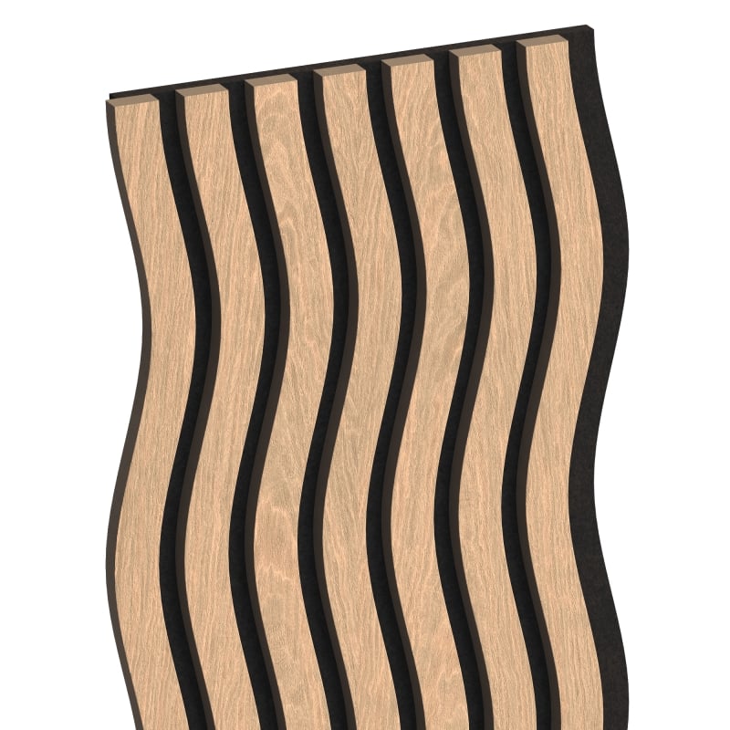 Mexen Lam-SF 01 lames murales acoustiques 280 x 30 cm, feutre 9 mm, placage technique, Chêne blanchi - S106-280-01-040