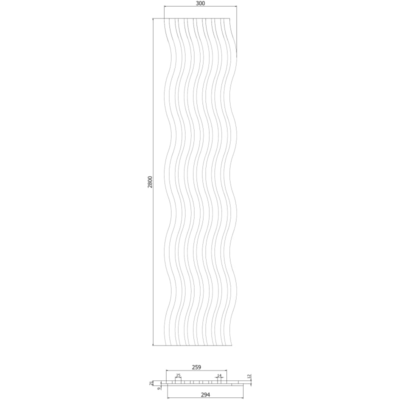 Mexen Lam-SF 01 lames murales acoustiques 280 x 30 cm, feutre 9 mm, placage technique, Chêne Classique - S106-280-01-041