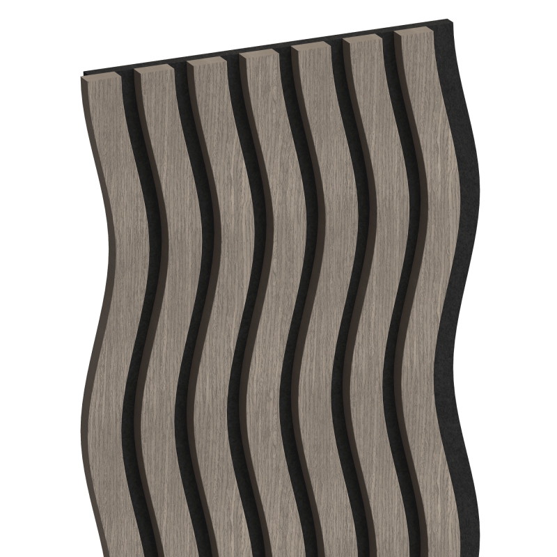 Mexen Lam-SF 01 lames murales acoustiques 280 x 30 cm, feutre 9 mm, placage technique, Chêne Gris - S106-280-01-043
