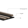 Mexen Lam-SF 01 lamelles murales acoustiques 280 x 30 cm, feutre 9 mm, placage technique, Chêne Mocca - S106-280-01-045