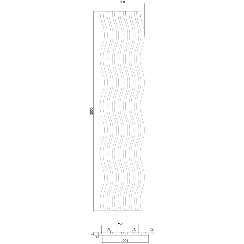 Mexen Lam-SF 01 lames murales acoustiques 280 x 30 cm, feutre 9 mm, placage technique, Chêne Noir - S106-280-01-046