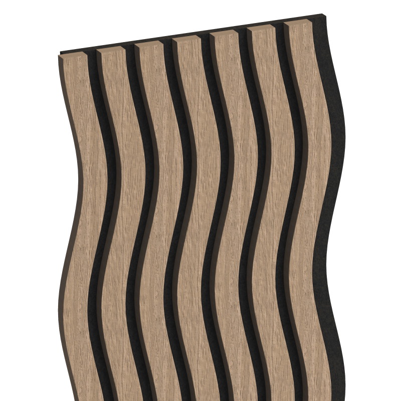 Mexen Lam-SF 01 lamelles murales acoustiques 280 x 30 cm, feutre 9 mm, placage technique, Noix Clair - S106-280-01-047