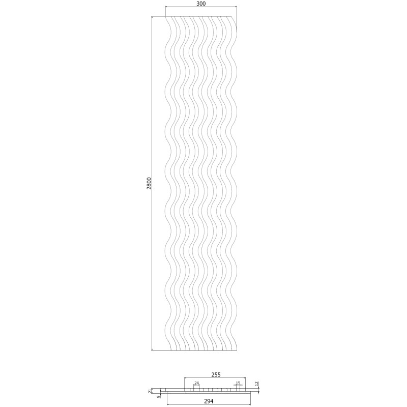 Mexen Lam-SF 02 lamelles murales acoustiques 280 x 30 cm, feutre 9 mm, placage technique, Chêne Gris - S106-280-02-043