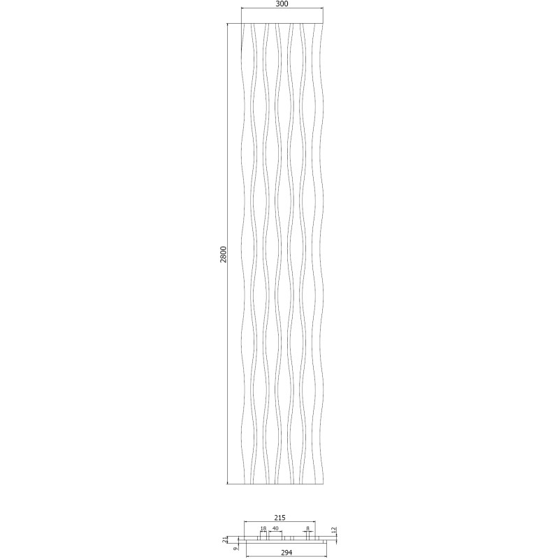 Mexen Lam-SF 01 Lam-SF 26 lames murales acoustiques 280 x 30 cm, feutre 9 mm, placage technique, Chêne Classic
