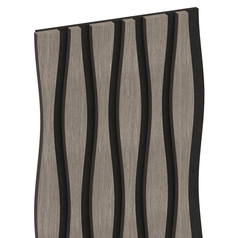 Mexen Lam-SF 01 Lam-SF 26 lamelles murales acoustiques 280 x 30 cm, feutre 9 mm, placage technique, Chêne Gris