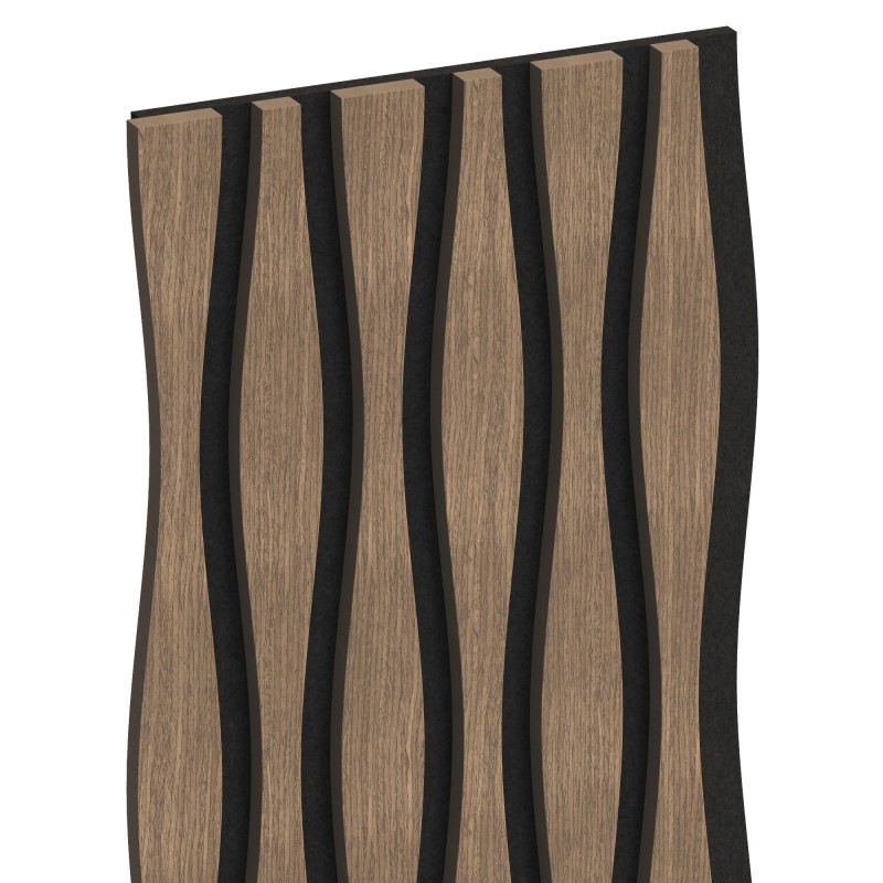 Mexen Lam-SF 01 Lam-SF 26 lames murales acoustiques 280 x 30 cm, feutre 9 mm, placage technique, Noyer Foncé - S106-280-26-044