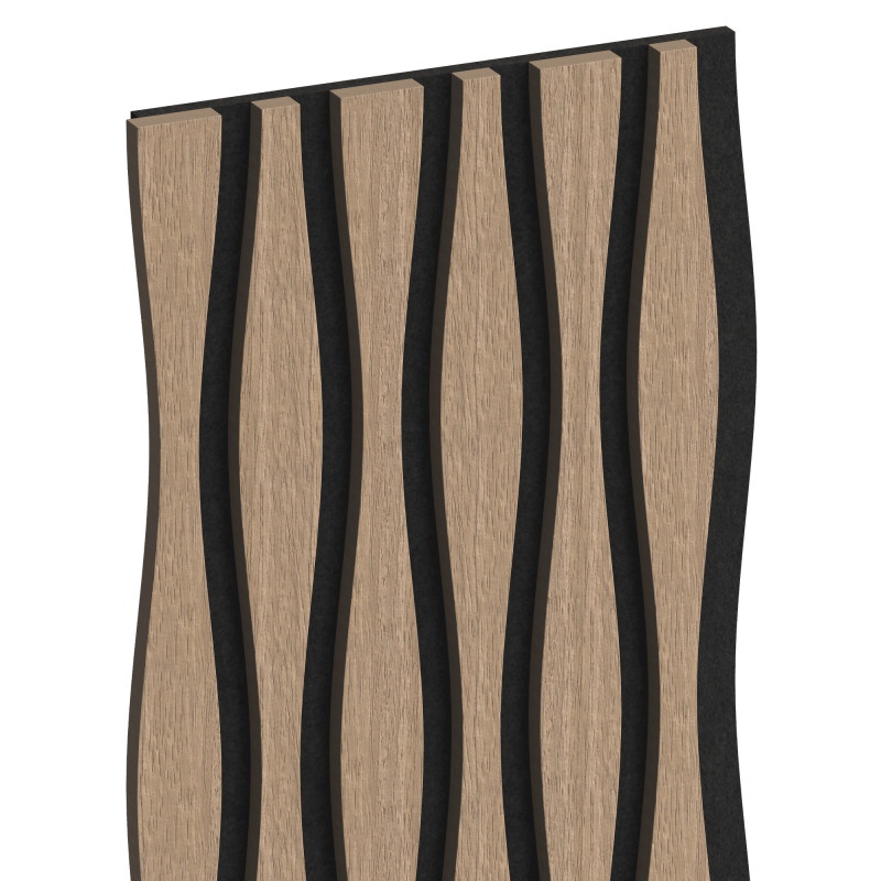 Mexen Lam-SF 01 Lam-SF 26 lamelles murales acoustiques 280 x 30 cm, feutre 9 mm, placage technique, Noyer Clair
