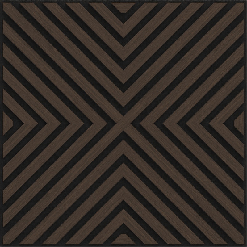 Mexen Linea 01 panneau mural acoustique 60 x 60 cm (4 pièces), feutre 9 mm, placage technique, Chêne Mocca - S110-60607-01-045