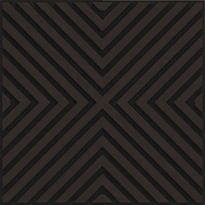 Mexen Linea 01 panneau mural acoustique 60 x 60 cm (4 pièces), feutre 9 mm, placage technique, Chêne Noir - S110-60607-01-046