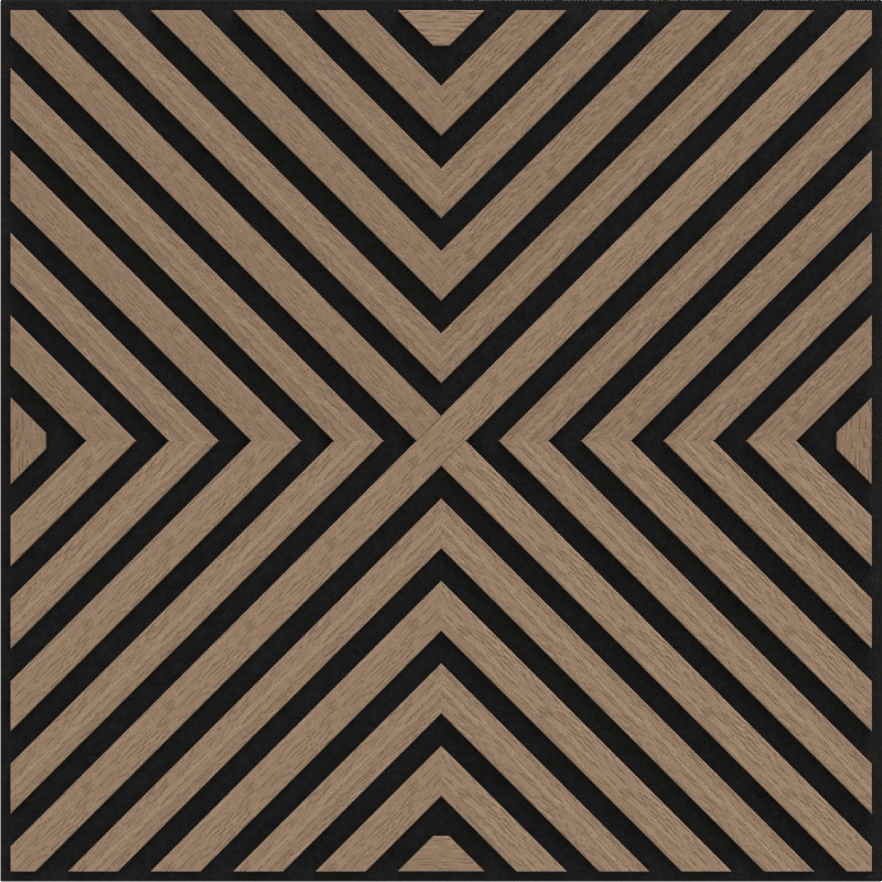 Mexen Linea 01 panneau mural acoustique 60 x 60 cm (4pcs), feutre 9 mm, placage technique, Noyer Clair - S110-60607-01-047