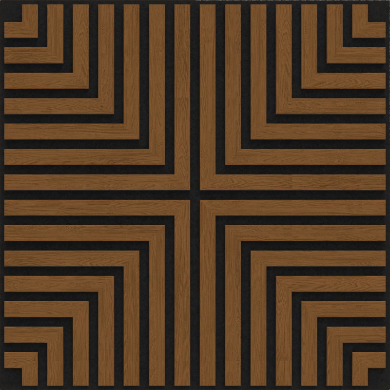 Mexen Linea 02 panneau mural acoustique 60 x 60 cm (4 pièces), feutre 9 mm, placage technique, Chêne Naturel
