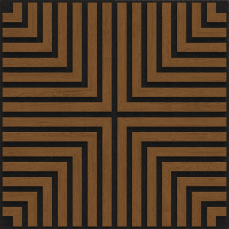 Mexen Linea 02 panneau mural acoustique 60 x 60 cm (4 pièces), feutre 9 mm, placage technique, Chêne Naturel