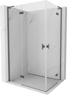 Mexen Mist-H L Cabine de douche Duo pivotante gauche 90 x 75 cm, transparent, gris acier brossé - 8A5L-090L-075P-66-00