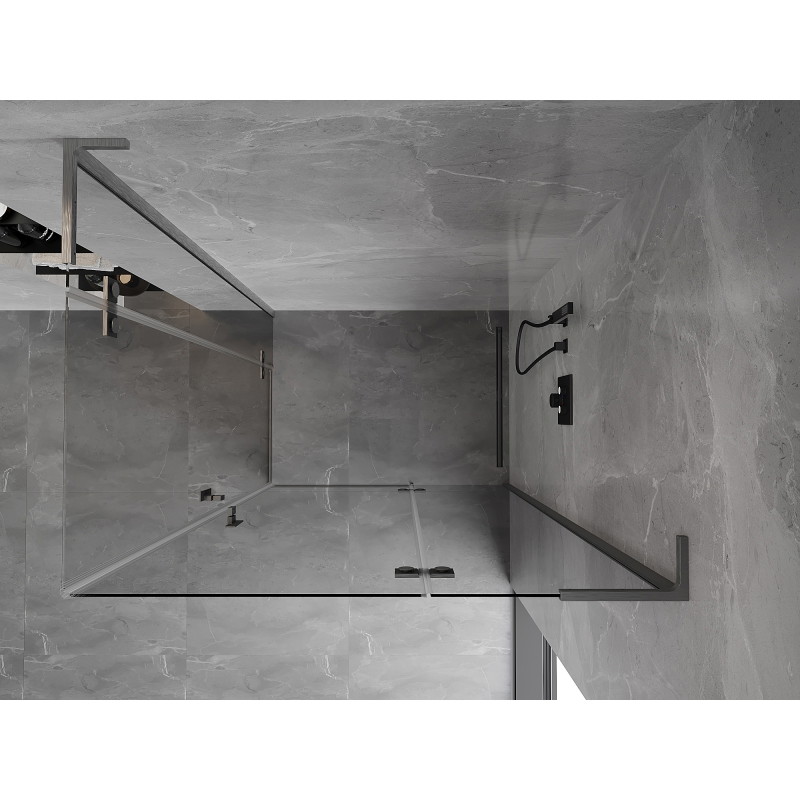 Mexen Mist-H L Duo cabine de douche pivotante droite 80 x 100 cm, transparent, gris pistolet brossé - 8A5L-080L-100P-66-00