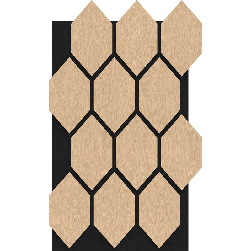 Mexen Form 01 panneau mural acoustique 91 x 56 cm (4 pièces), feutre 9 mm, placage technique, Chêne blanchi