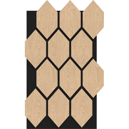 Mexen Form 01 panneau mural acoustique 91 x 56 cm (4 pièces), feutre 9 mm, placage technique, Chêne blanchi
