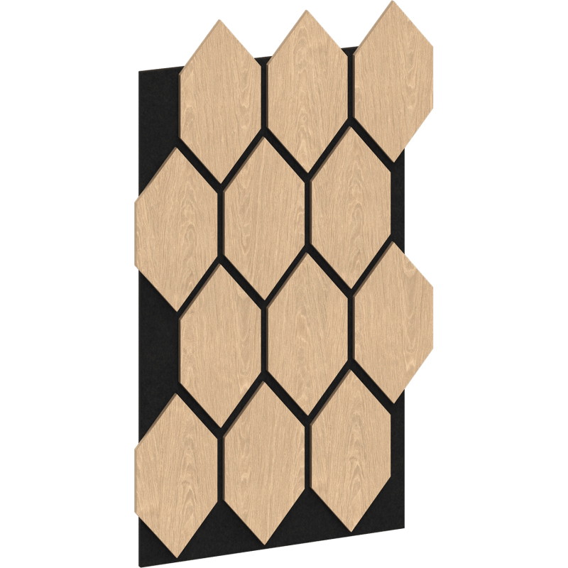 Mexen Form 01 panneau mural acoustique 91 x 56 cm (4 pièces), feutre 9 mm, placage technique, Chêne blanchi
