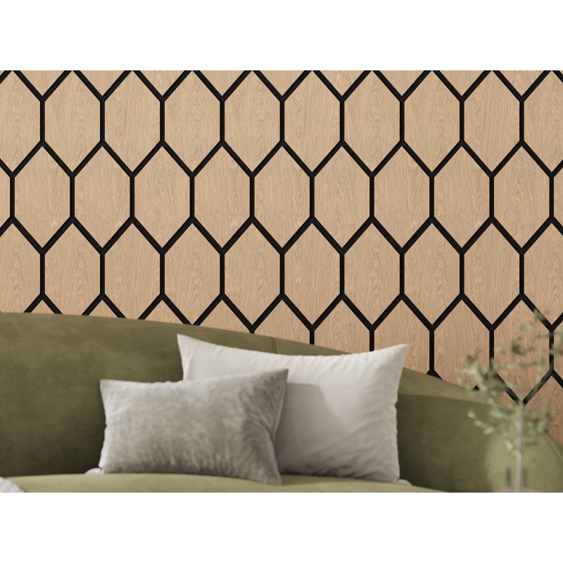 Mexen Lam-B lamelles murales 275 x 30 cm, panneau HDF 4 mm, placage technique, Chêne Sable - S100-275307-3015-001
