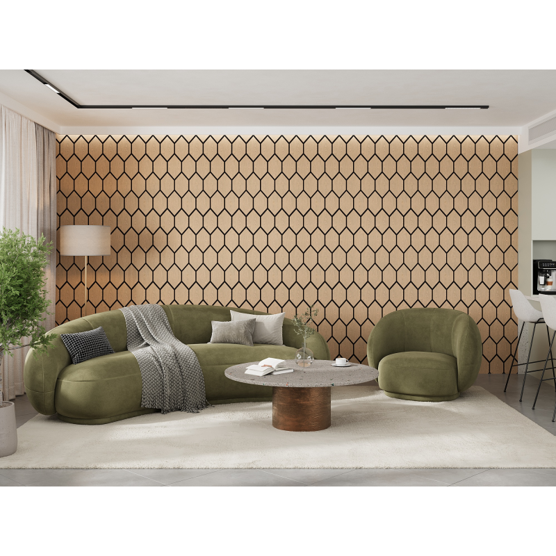 Mexen Lam-B lamelles murales 275 x 30 cm, panneau HDF 4 mm, placage technique, Chêne Sable - S100-275307-3015-001
