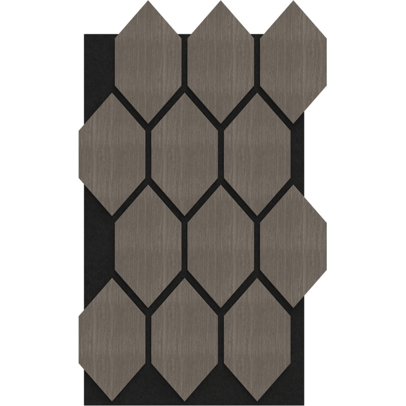 Mexen Form 01 panneau mural acoustique 91 x 56 cm (4 pièces), feutre 9 mm, placage technique, Chêne Gris - S111-91567-01-043