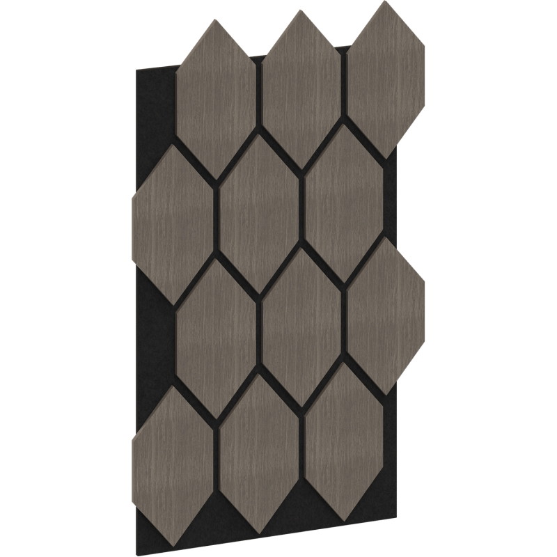 Mexen Form 01 panneau mural acoustique 91 x 56 cm (4 pièces), feutre 9 mm, placage technique, Chêne Gris - S111-91567-01-043