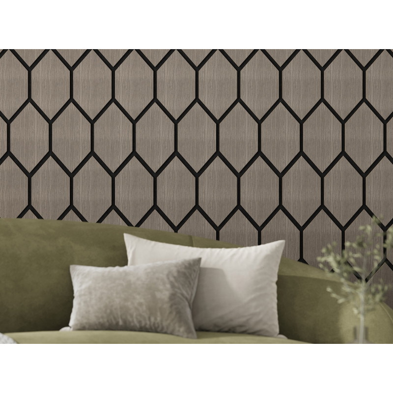 Mexen Form 01 panneau mural acoustique 91 x 56 cm (4 pièces), feutre 9 mm, placage technique, Chêne Gris - S111-91567-01-043