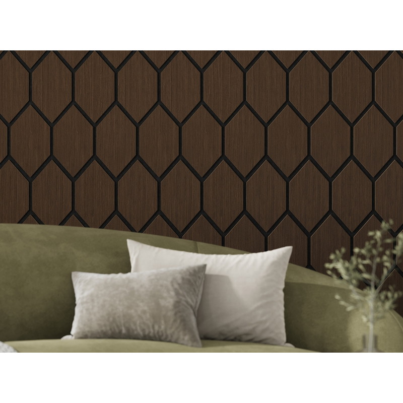 Mexen Form 01 panneau mural acoustique 91 x 56 cm (4 pièces), feutre 9 mm, placage technique, Chêne Mocca - S111-91567-01-045