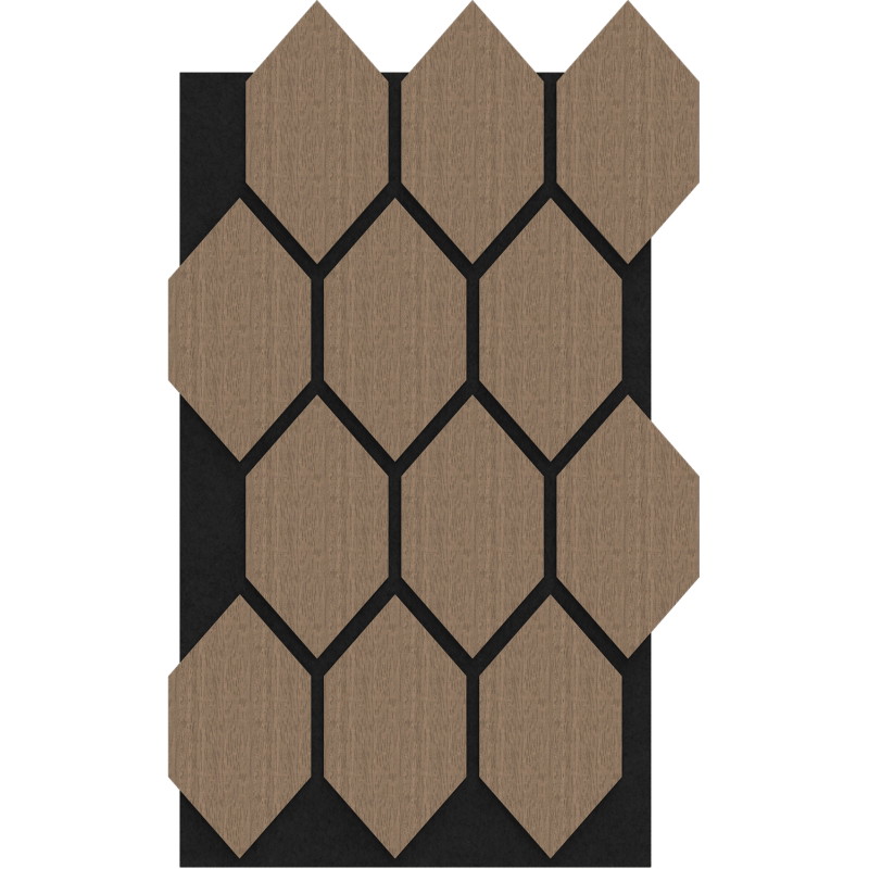 Mexen Form 01 panneau mural acoustique 91 x 56 cm (4 pièces), feutre 9 mm, placage technique, Noyer Clair - S111-91567-01-047